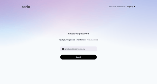 Forgot your Password? - Request a New one Now - Scale screen