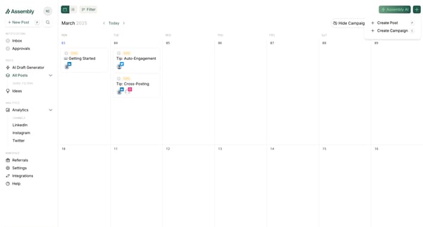 Calendar screen