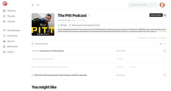 The Pitt Podcast - Pocket Casts screen