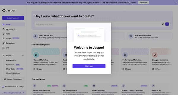 Home - Jasper screen