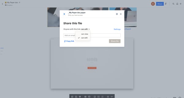 My Paper doc - Dropbox Paper screen