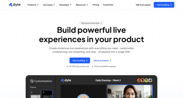 Build powerful live experiences with Dytes SDKs screen