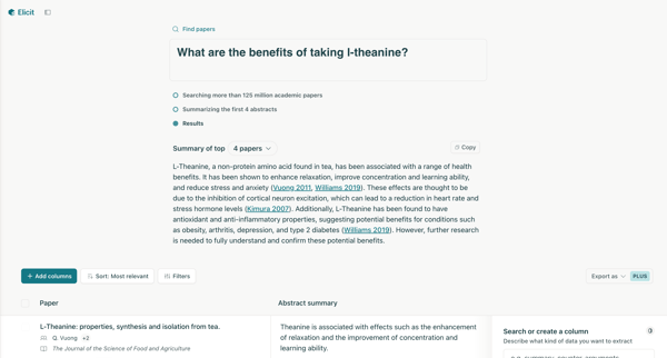 Elicit What are the benefits of taking l-theanine screen