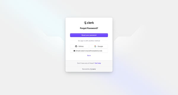 Sign in | Clerk screen