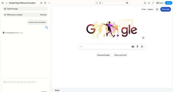 Google Page Without Animation screen