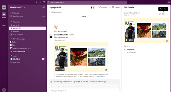 project-01 Channel - Nicelydone 01 - Slack screen