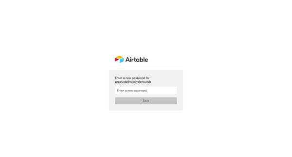 Password reset - Airtable screen