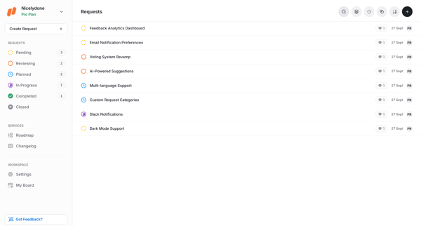 Requests | UserJot screen