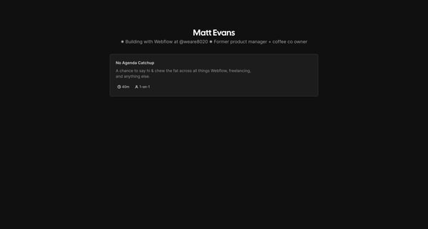Matt Evans | Cal.com screen