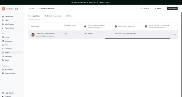 Assembly Dashboard – Nicelydone Club screen