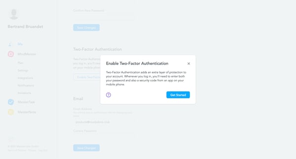 My Account | MindMeister screen