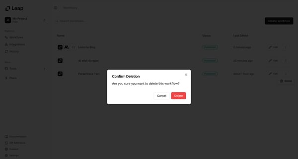 Leap AI | Automate any workflow with AI screen