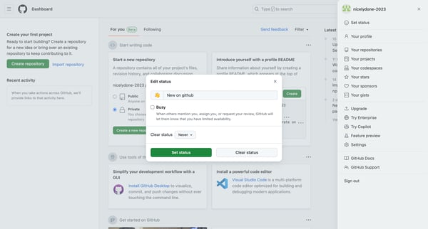 GitHub screen