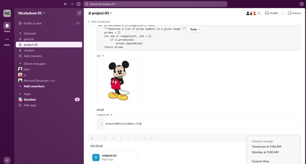 project-01 Channel - Nicelydone 01 - Slack screen