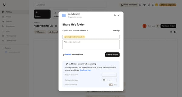 Nicelydone 02 - Dropbox screen