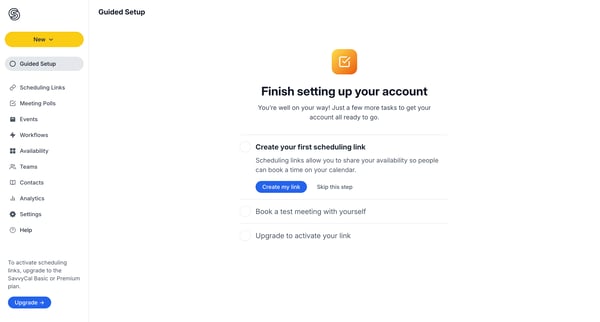 Guided Setup screen