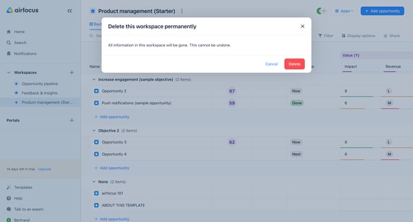 Product management Starter - airfocus screen