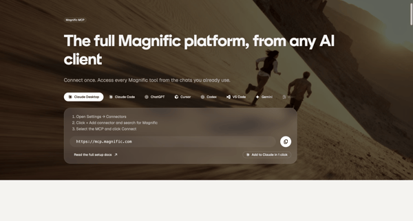 Magnific MCP. Every agent runs Magnific. screen