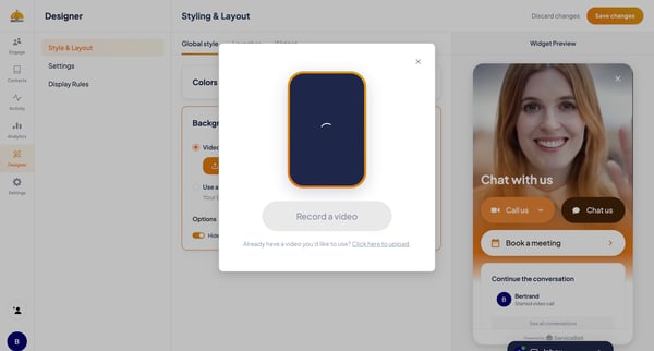 ServiceBell - Widget Designer screen