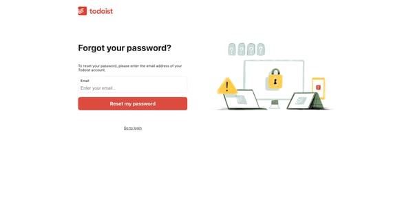 Cant sign in Forgot your password from Todoist
