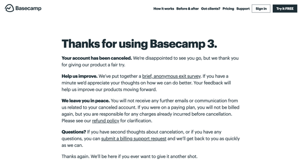 Your account has been canceled. | Basecamp from Basecamp