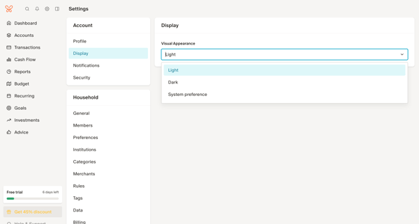 Display Settings from Monarch