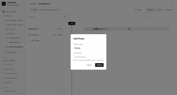 Project Management | Programa screen