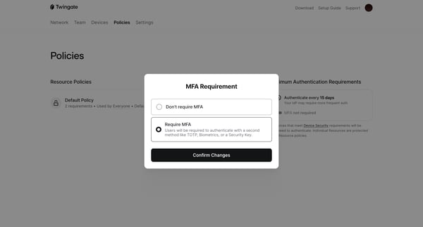 Policies | Twingate Admin screen