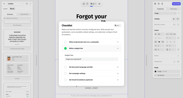 Editor — Tabular screen