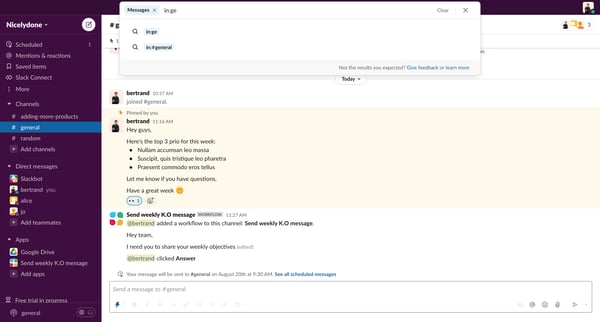 Slack | general  Nicelydone screen