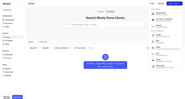 Library · Dock screen