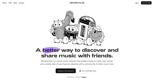 Record Club screen