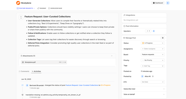 Feature Request: User-Curated Collections | Nicelydone screen