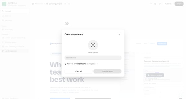 Landing pages — Skiff screen
