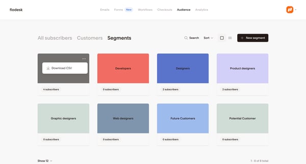 Segments | Flodesk screen