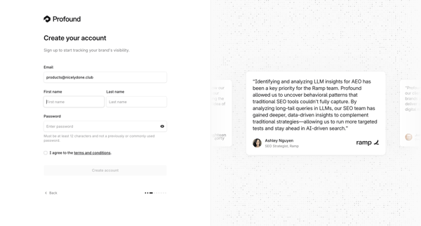 Profound | Answer Engine Optimization screen