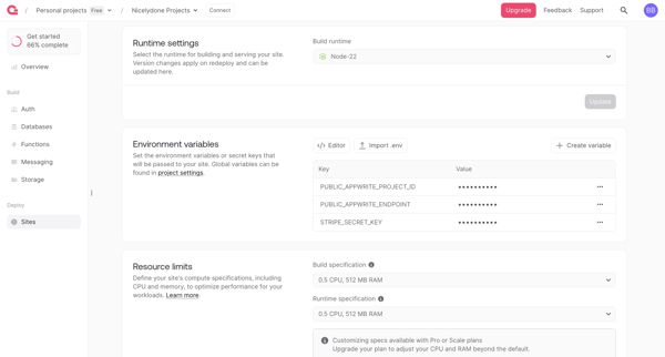 Site - Appwrite screen