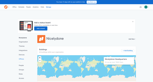 Manage Offices - Nicelydone screen