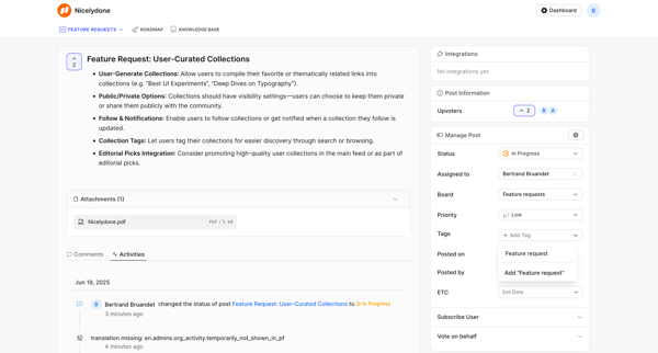 Feature Request: User-Curated Collections | Nicelydone screen