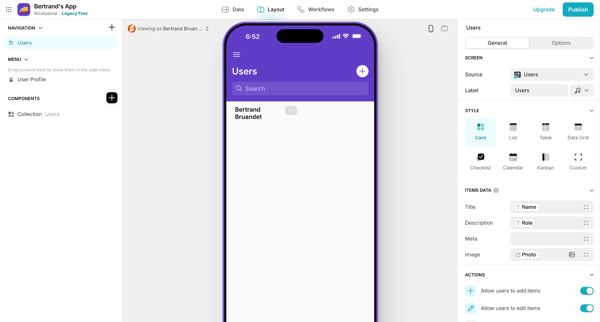 Bertrand's App · Glide screen