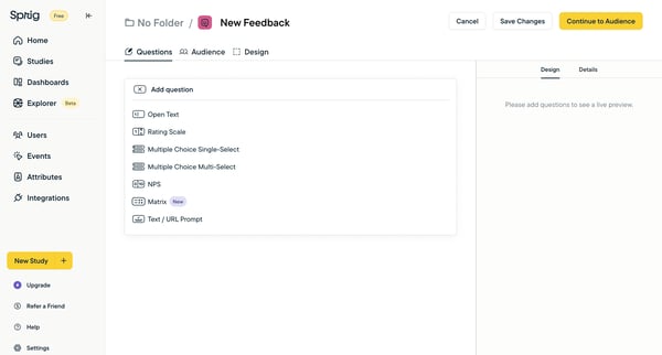 Edit New Feedback screen