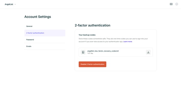 User Settings | AngelList screen