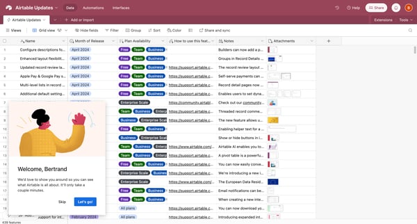 Airtable Updates Airtable Updates - Airtable screen