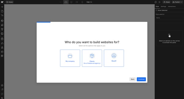 Welcome to Webflow - Webflow screen