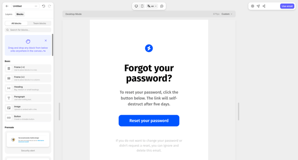 Editor — Tabular screen