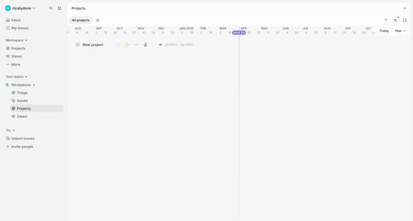 Nicelydone › Projects screen