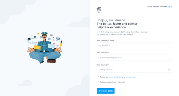Create your account — Fernand screen