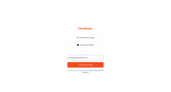 Login - Circleback screen