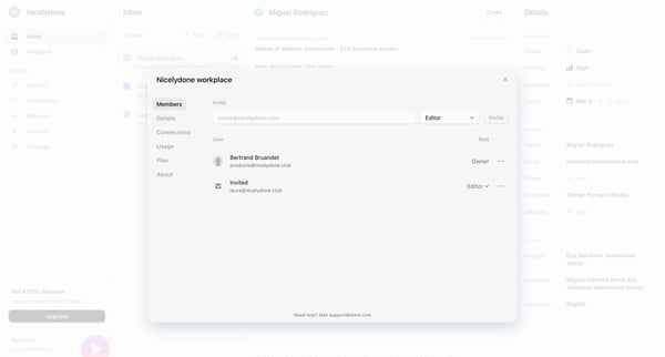 Inbox › Miguel Rodriguez screen