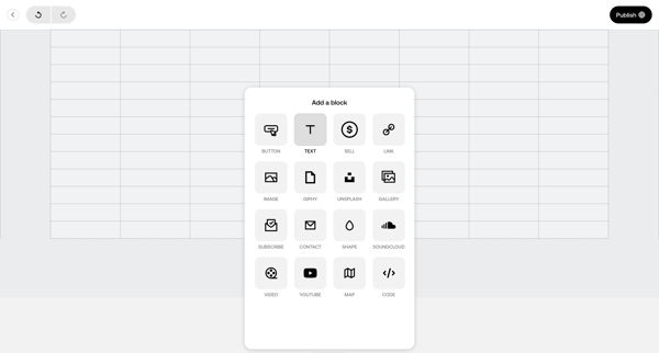 Edit Page Home screen